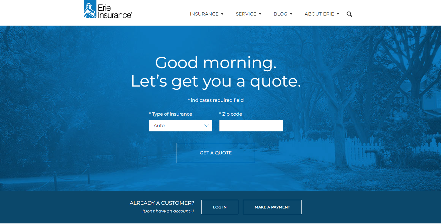 Erie Insurance Homepage: American Family vs. Erie Auto Insurance